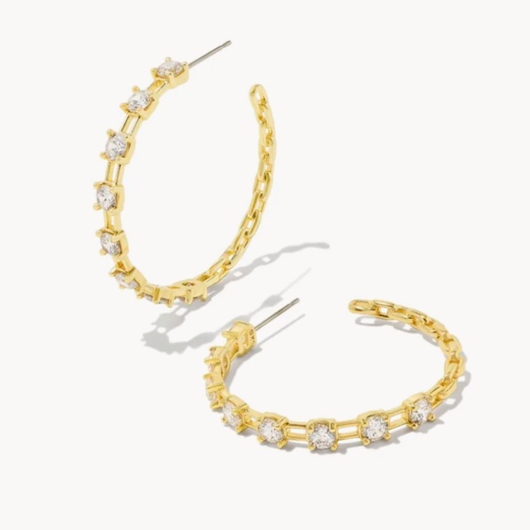 Kendra Scott Lexi Gold Hoop Earrings in White CZ - Picture 1 of 6